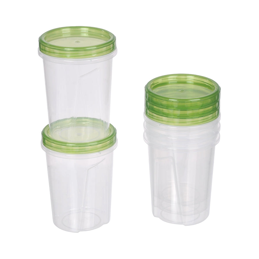 60 x Reusable Microwave-Safe 1Lt Round Food Containers - Clear & Green, 48x36x28 cm - SuperSaverAU - view 1