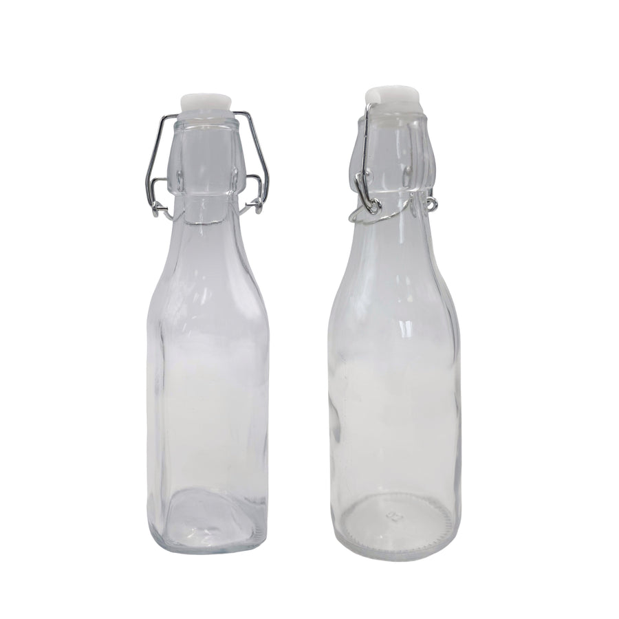 Clear Glass Bottle w Clip Lid 250ml - 24 Pack, 20cm, Durable Design - SuperSaverAU - view 1