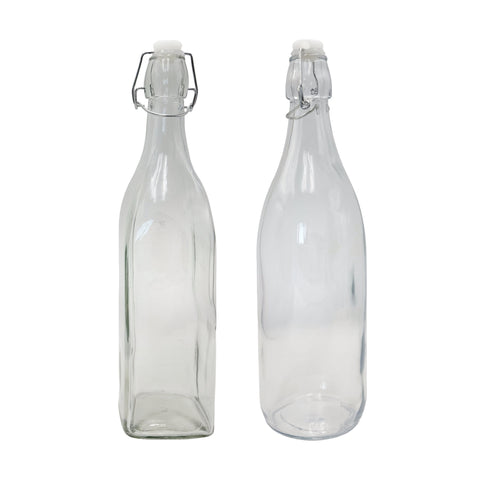 Clear Glass Bottles with Clip Lid, 1L, 12 Pack, 32cm - SuperSaverAU - view 1