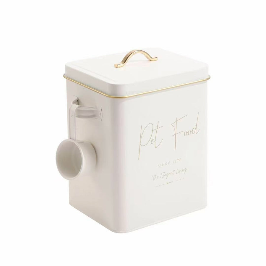 Elegant Living Metal Pet Food Container – White 25cm