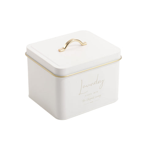 Elegant Living Metal Laundry Container – White 16cm