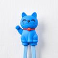 Premium Maneki Lucky Cat Trainer Chopsticks Dishwasher Safe - Blue