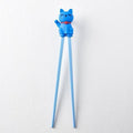 Premium Maneki Lucky Cat Trainer Chopsticks Dishwasher Safe - Blue