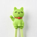 Premium Maneki Lucky Cat Trainer Chopsticks Dishwasher Safe - Green