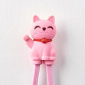 Premium Maneki Lucky Cat Trainer Chopsticks Dishwasher Safe - Pink