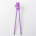 Premium Maneki Lucky Cat Trainer Chopsticks Dishwasher Safe - Purple