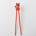 Premium Maneki Lucky Cat Trainer Chopsticks Dishwasher Safe - Red