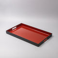 Premium Rectangular Lacquerware Tray – Red Inner Black 42cm