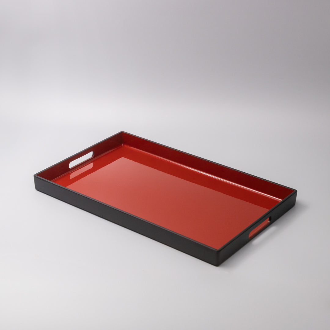Premium Rectangular Lacquerware Tray – Red Inner Black 42cm