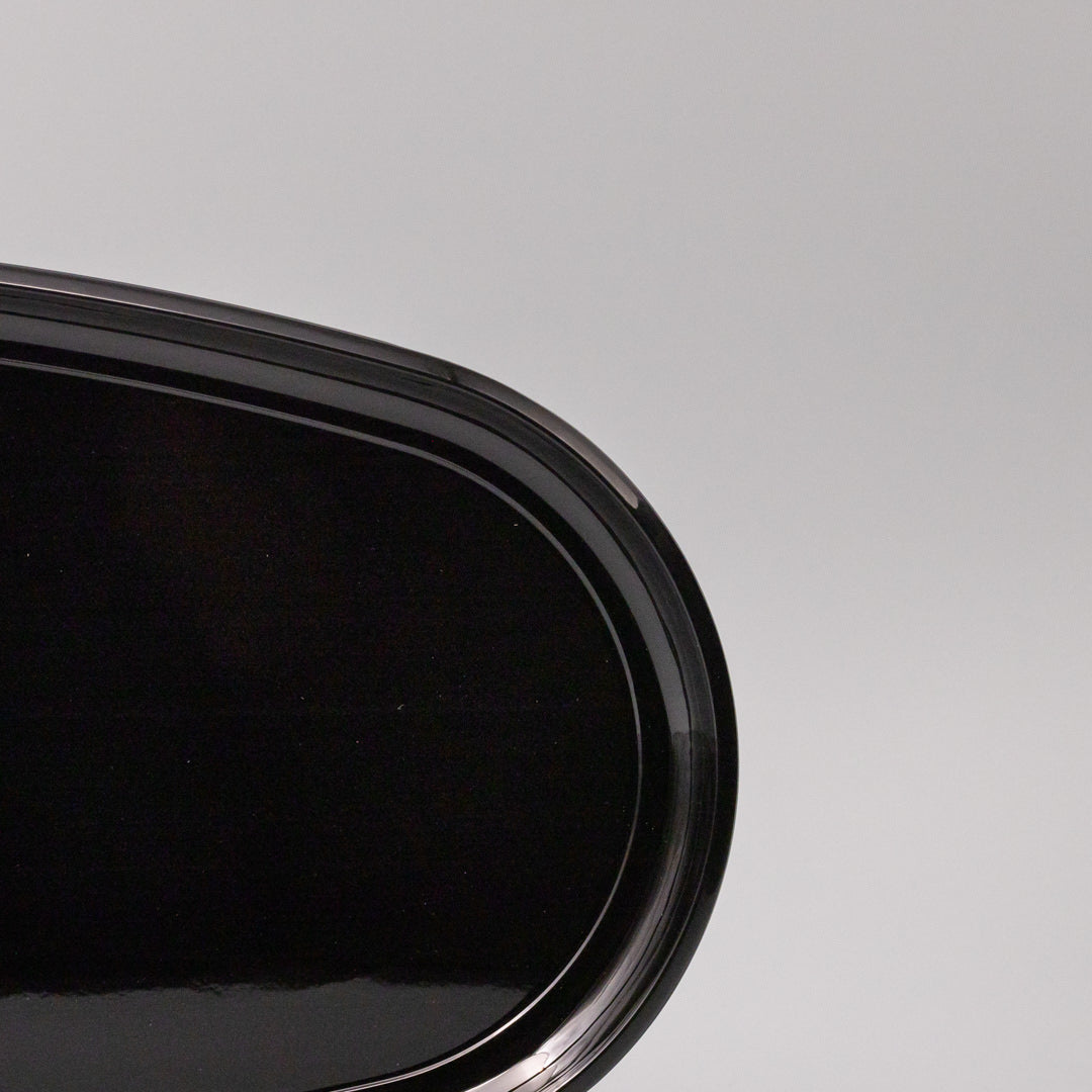 Premium 42.5cm Black Lacquerware Glaze Oval Platter Dishwasher Microwave Safe