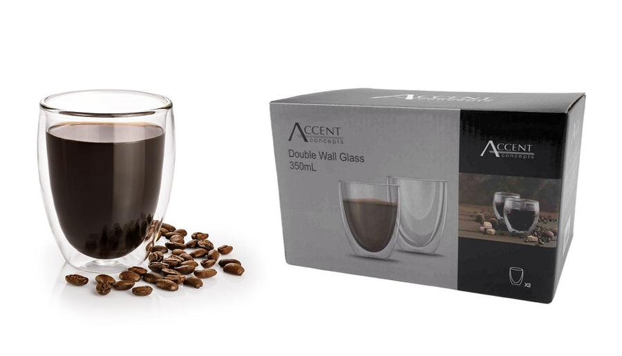 bulk 24 Double Wall Glass Coffee Mug 350ml - SuperSaverAU - view 1
