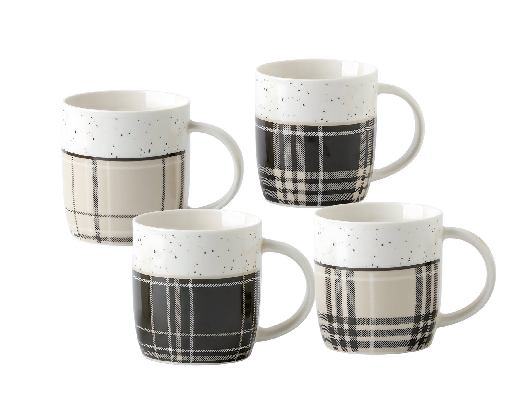 24 Assorted 360ml Tartan New Bone China Mugs - Multi Colour - SuperSaverAU - view 1