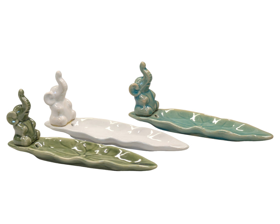 Premium Ceramic Elephant Incense Holders – 24 Pack, 3 Assorted Colours