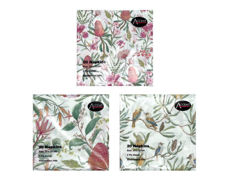 Australian Native Napkin 48 Pack 2Ply 33cm Multi Colour Assorted - SuperSaverAU - view 1