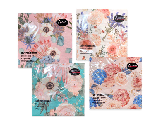 960 Happy Blossom 2-Ply Napkins - Assorted 33cm
