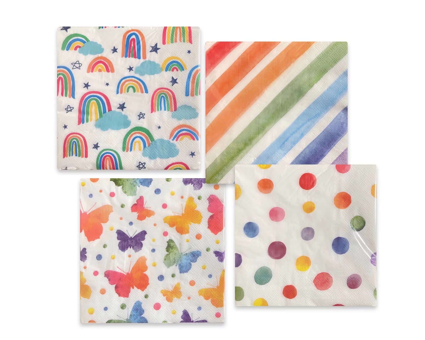 Rainbow Napkins 960 Pack 2Ply Assorted 33cm - Multi Colour Table Decor - SuperSaverAU - view 1