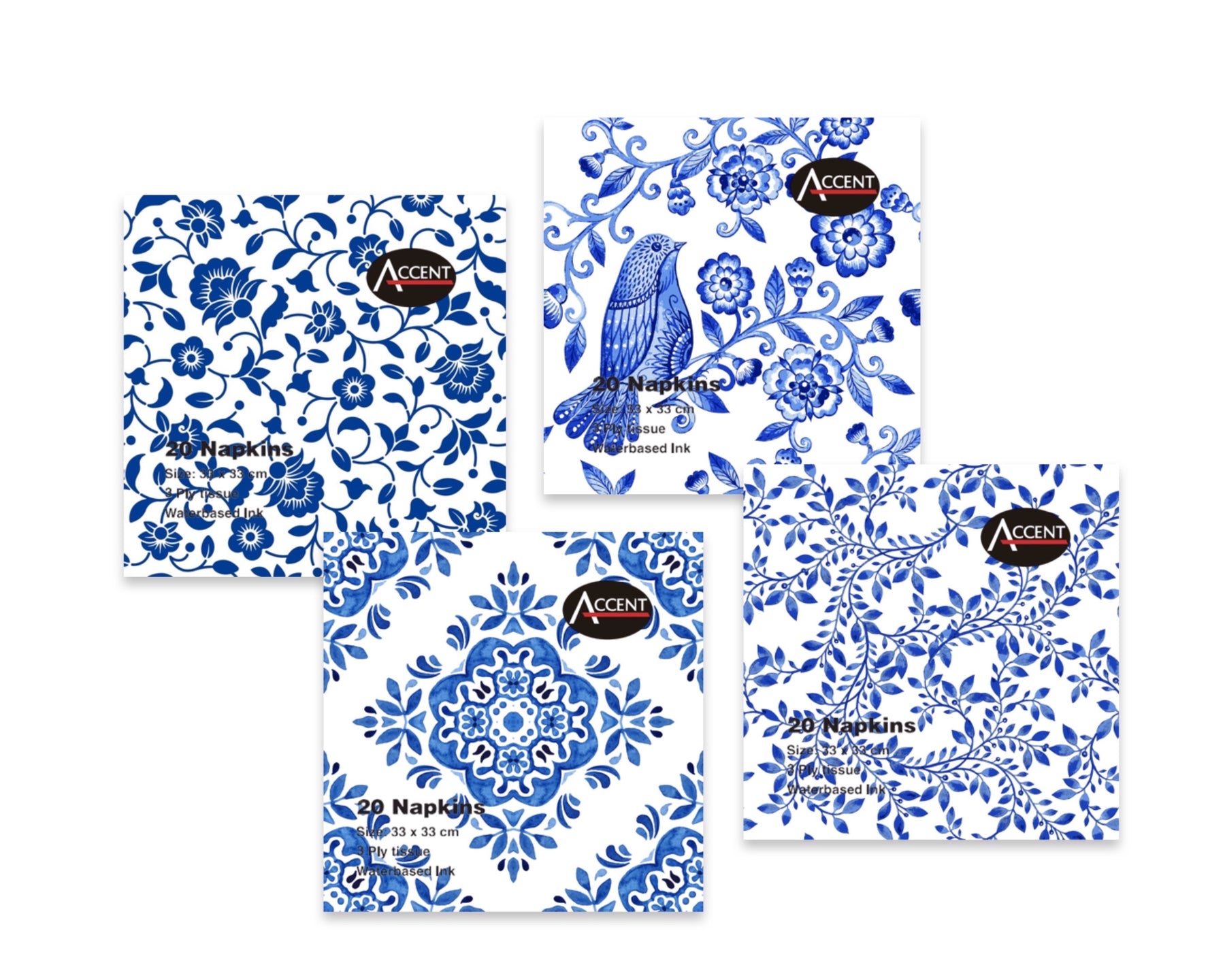 All About Blue 960 x 3Ply Napkin Assort 33cm - Multi Colour - SuperSaverAU - view 1