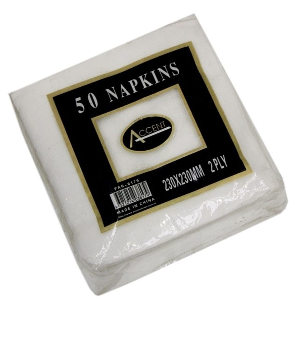 Premium 2400 White Cocktail Napkins - 2 Ply 23cm