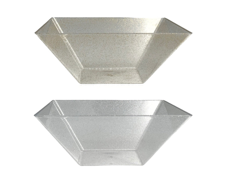 bulk 24 Glitter Plastic Tapered Bowl Square 3.7lt 28x11cm - SuperSaverAU - view 1