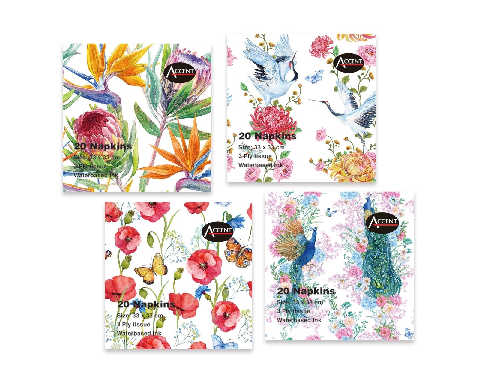Garden Dreams Napkins 960 Pack 2Ply Multi Colour 33cm - Assorted Designs - SuperSaverAU - view 1