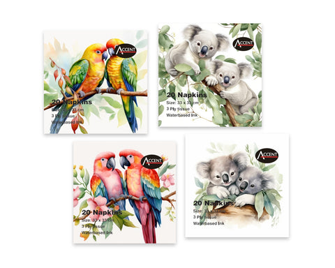 Outback Gems Napkins 2Ply 33cm - Bulk 960 Assorted Multi Colour - SuperSaverAU - view 1