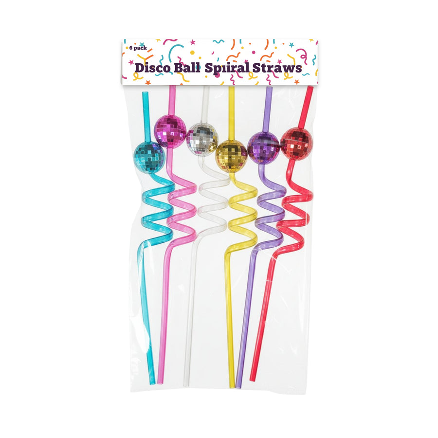 Premium 144 Pack Reusable Plastic Disco Ball Spiral Straws Assorted Colours