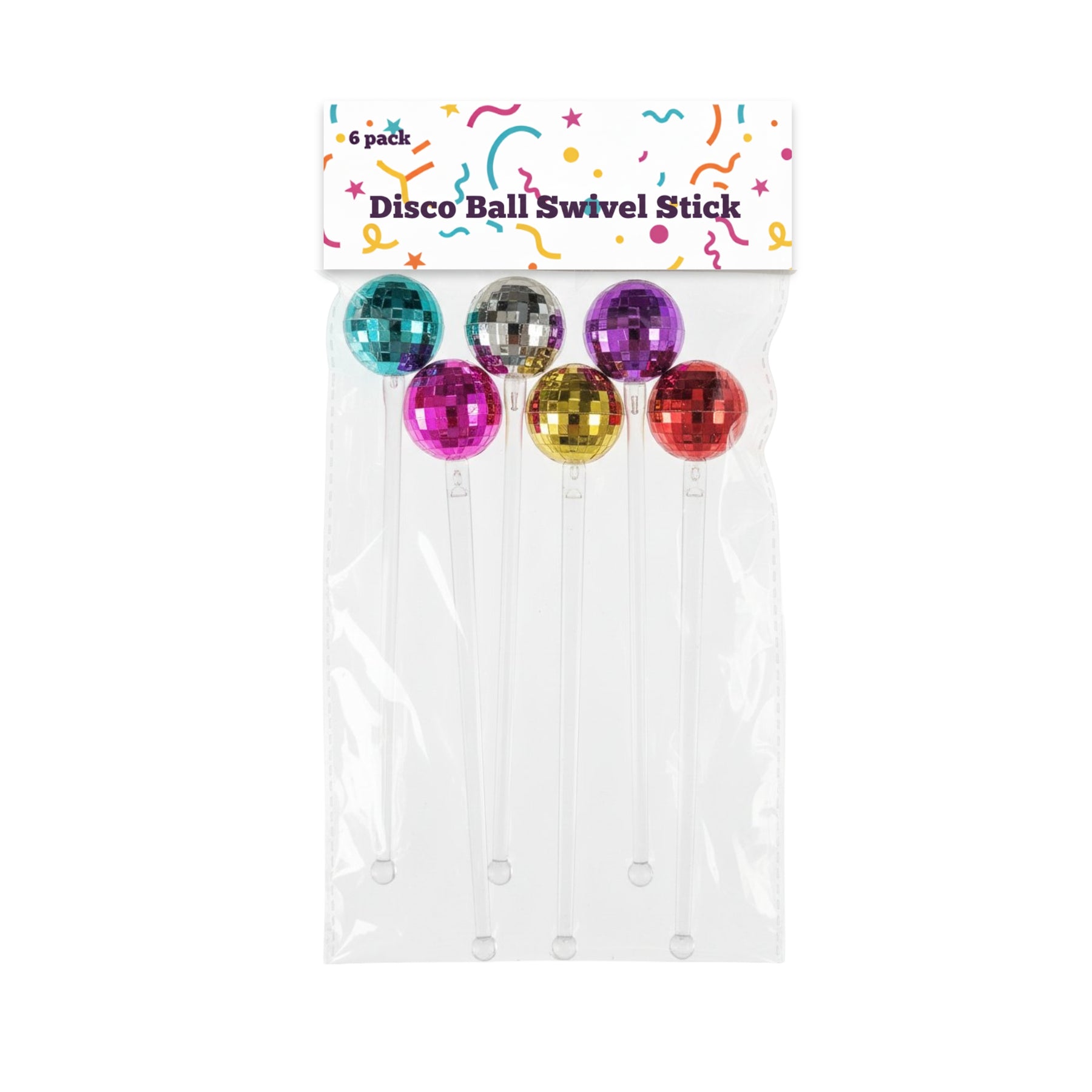 Premium Bulk 144 Reusable Plastic Disco Ball Swivel Sticks Multi Colour