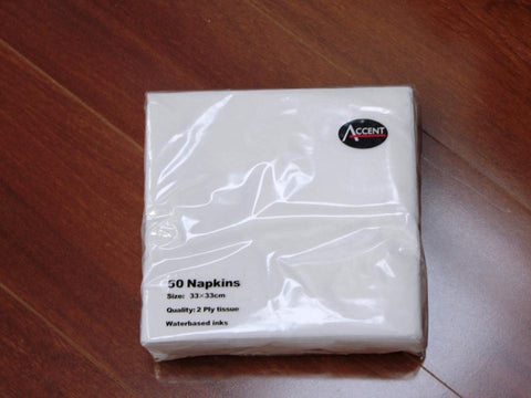 V637-PAR9190 24 x 2 Ply White Napkin, 33cm, Multi Colour, Paper - SuperSaverAU - view 1