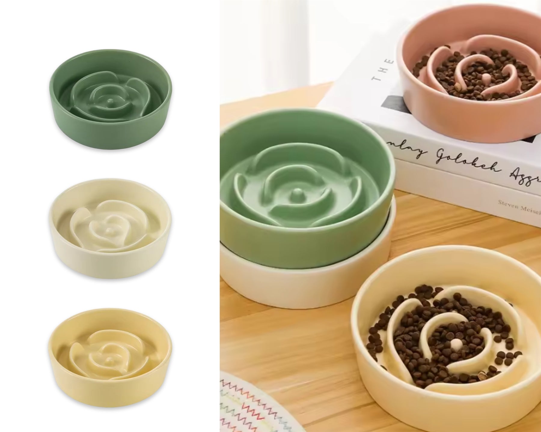 Pet Slow Feeder Flower Bowl, Multi Colour, 15x4cm, Bulk 12 Pack - SuperSaverAU - view 1