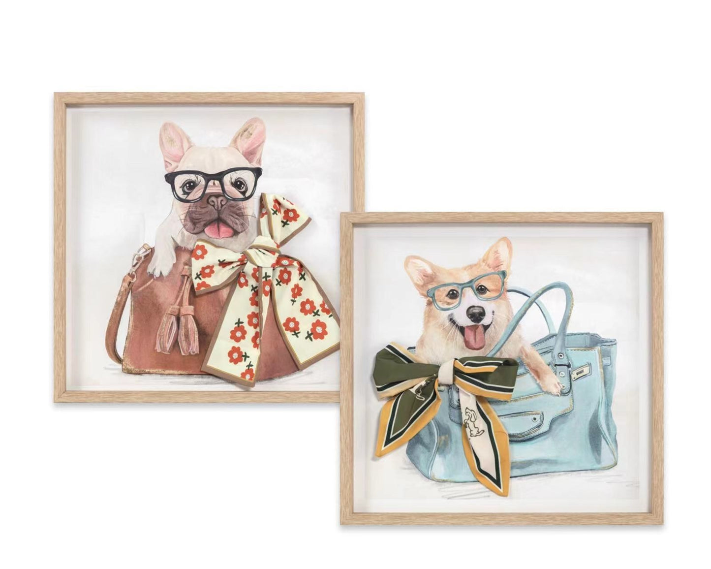 Set 2 Cute Dog Wall Art Assort 40cm