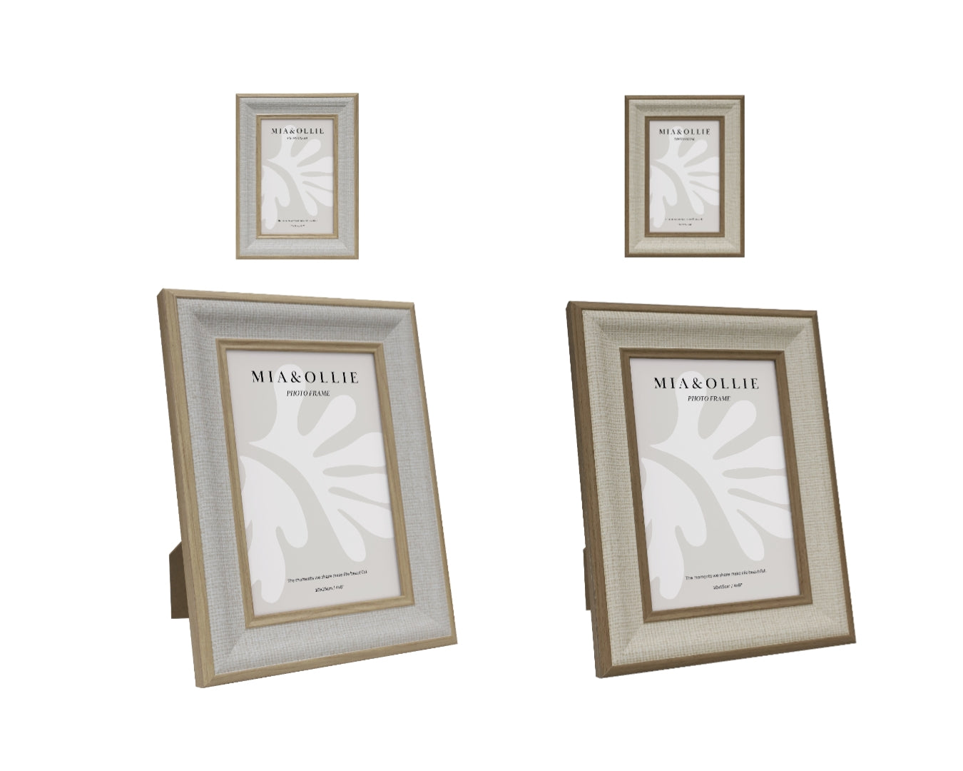 Sandy Set of 2 Photo Frames 4x6in - Off White & Brown