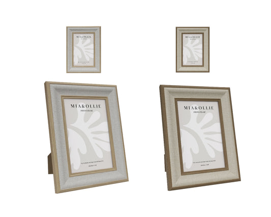 Sandy Set of 2 Photo Frames 4x6in - Off White & Brown