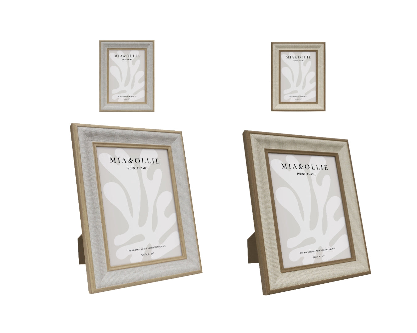 Sandy Set of 2 Photo Frames 5x7in - Off White & Brown