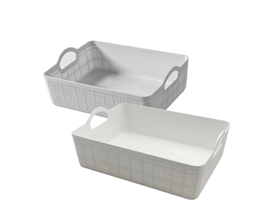 Stylish Multi Colour Plastic Rect Storage Basket W/ Handle 27x20x10 cm - 24 Pack - SuperSaverAU - view 1