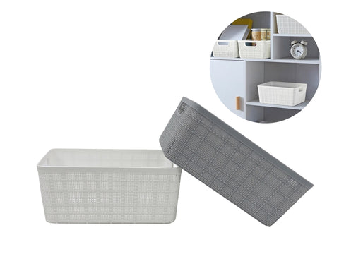 Stylish Plastic Rect Storage Tray Assorted - 24cm, White & Grey, 24 Pack - SuperSaverAU - view 1