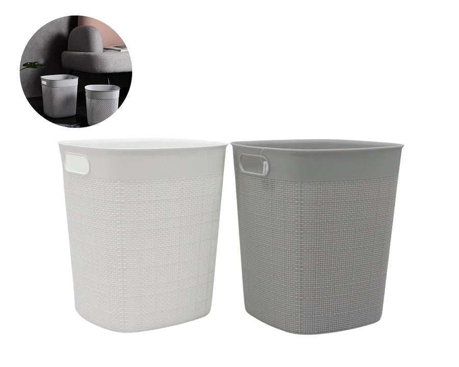 V637 Plastic Rubbish Bin Assorted 24x 27cm - White & Grey, Home/Office Use - SuperSaverAU - view 1