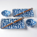Premium Ceramic Sushi Set for Two – Black Blue Plum Design, 4 Piece