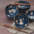 Premium Navy Pink Sakura Bowl Set – 4 Piece Ceramic Bowls, 200ml