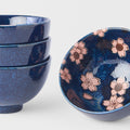Premium Navy Pink Sakura Bowl Set – 4 Piece Ceramic Bowls, 200ml