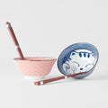 Bowl Set 2pcs with Chopsticks Red & Blue Cat Maneki Wave Design - SuperSaverAU - view 3