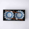 Premium 2 Piece Indigo Sunflower Bowl Set 15cm with Chopsticks