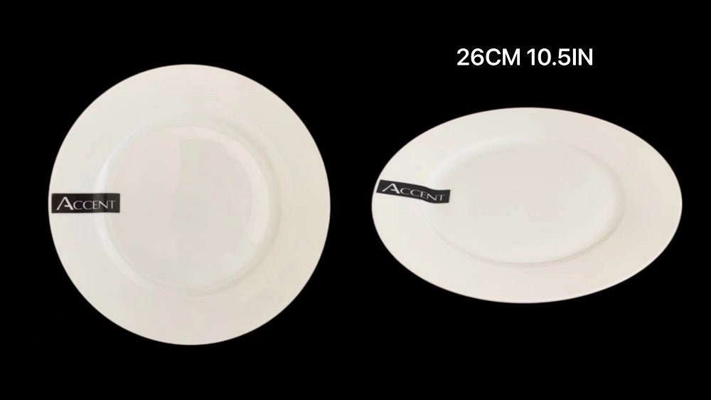 Premium White Bone China Round Dinner Plate 26cm - Set of 24