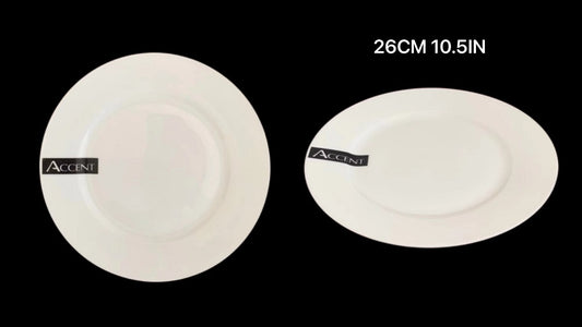 Premium White Bone China Round Dinner Plate 26cm - Set of 24