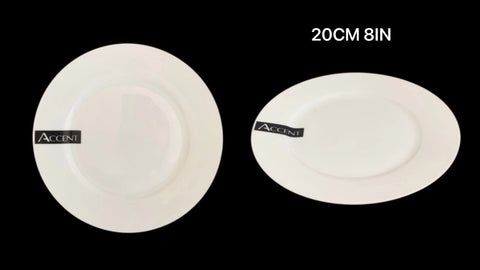 24 White Fine Bone China Side Plates 20x2cm, 8In, 12kg - SuperSaverAU - view 1