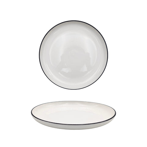 Sorrento Porcelain Side Plate 20cm Black Rim - Set of 24, White - SuperSaverAU - view 1