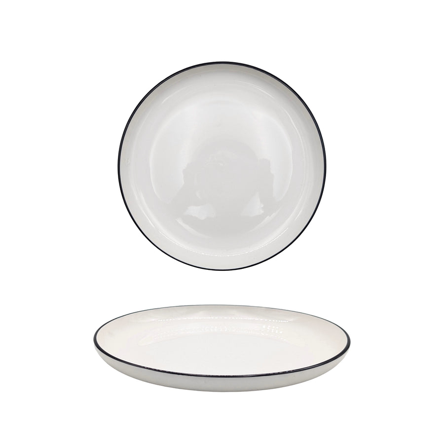 Sorrento Porcelain Side Plate 20cm Black Rim - Set of 24, White - SuperSaverAU - view 1