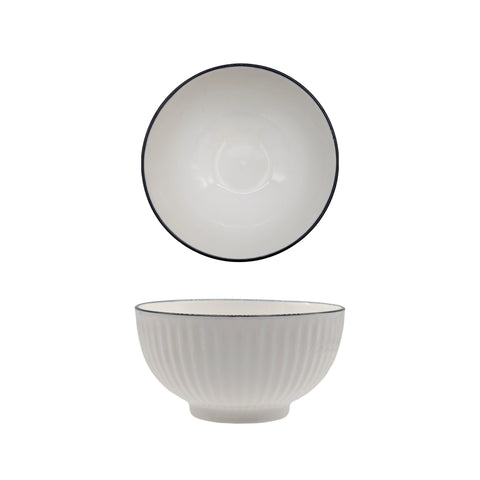 Sorrento Porcelain Embossed Rice Bowl 12cm W Black Rim - Set of 24 - SuperSaverAU - view 1