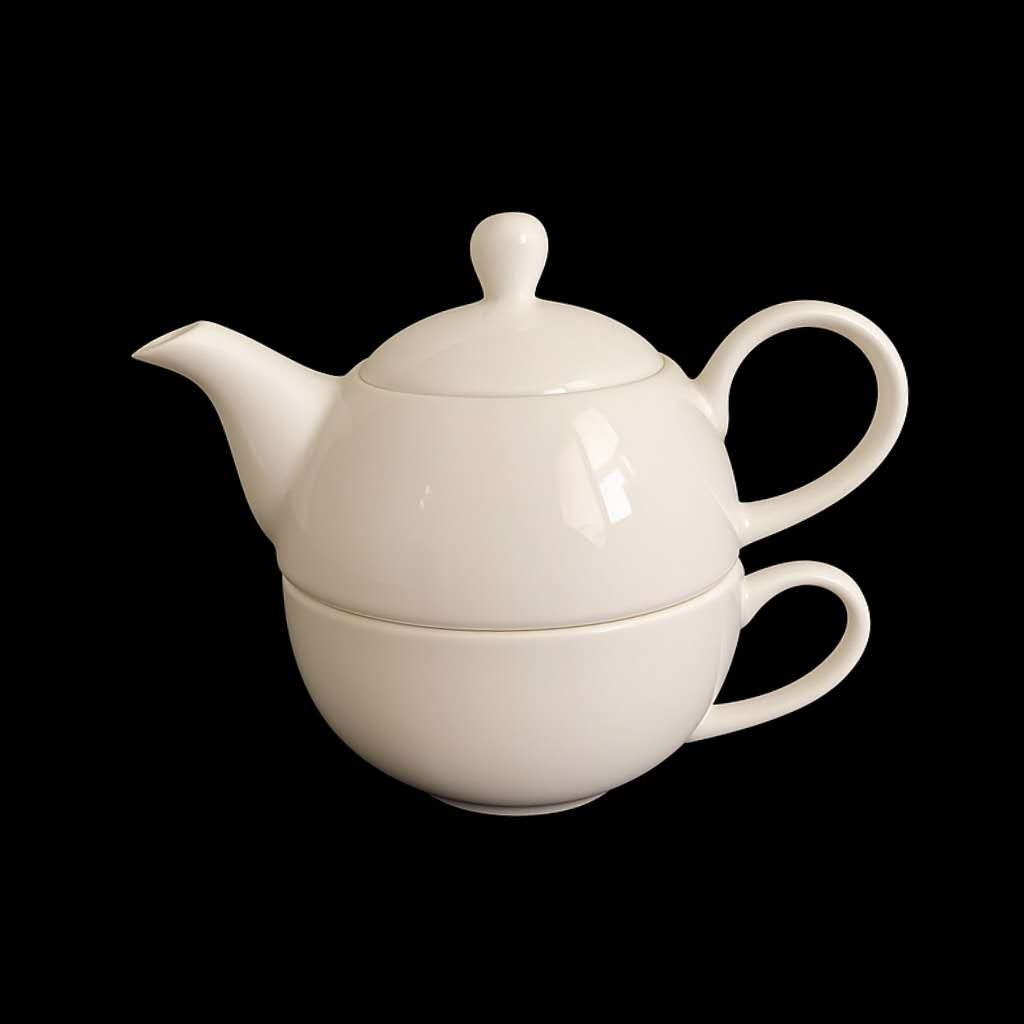 White Fine Bone China Teapot & Cup Set 450 & 300ml - 8 Pieces - SuperSaverAU - view 1