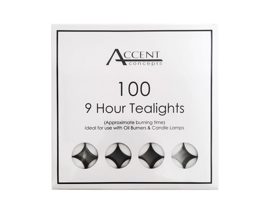 Accent 9 Hour Tealight Candle - 600 Pack, White Wax, Relaxing Atmosphere - SuperSaverAU - view 1