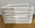 Wood Crates White Wash 40x22cm, Paulownia Wood & Metal, Stylish Home Decor - SuperSaverAU - view 2